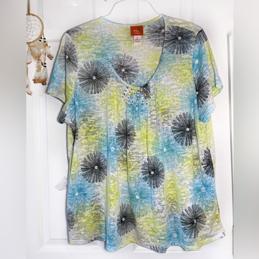 heart of palm Woman‎ Short Sleeve Top Sz 2X